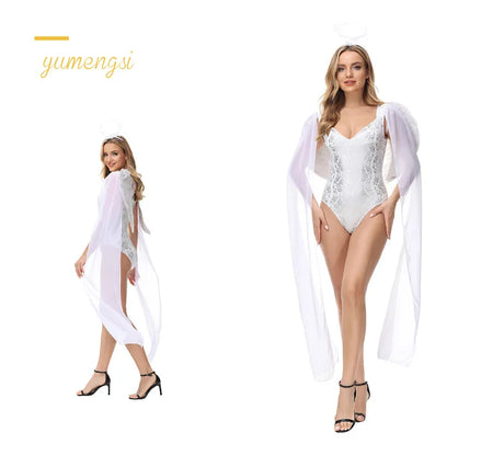 Sexy White Angel Cleopatra Halloween Costume 520 Valentine's Day Performance Dress