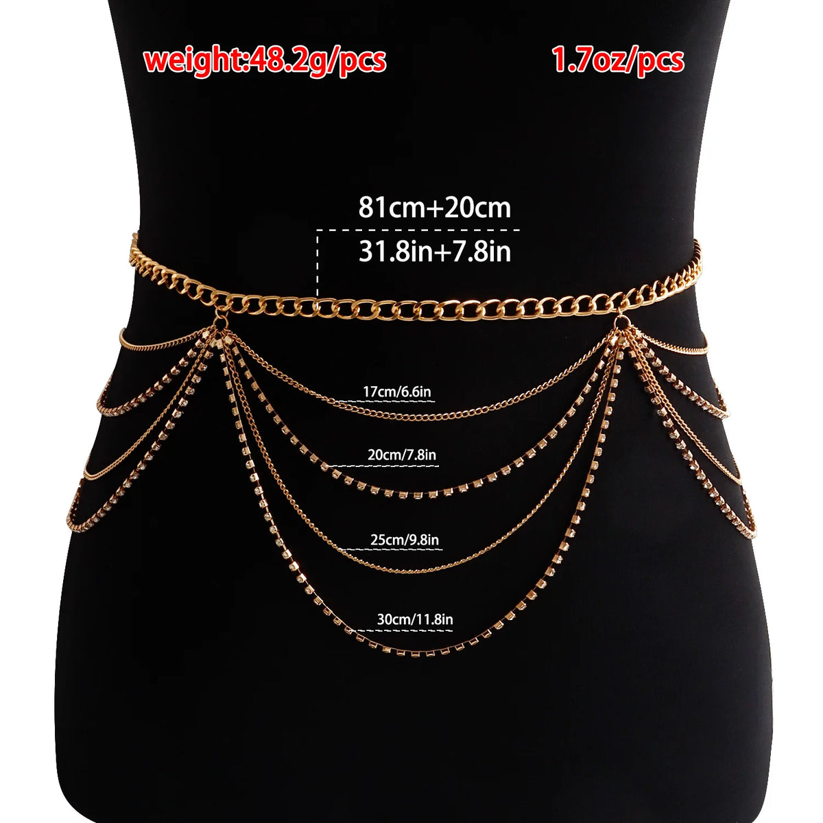 Bikini Sexy Body Chain Acrylic Crystal Wave Waist Chain For Women Sex Fashion Ladies Body Jewely Accessories Wholesale