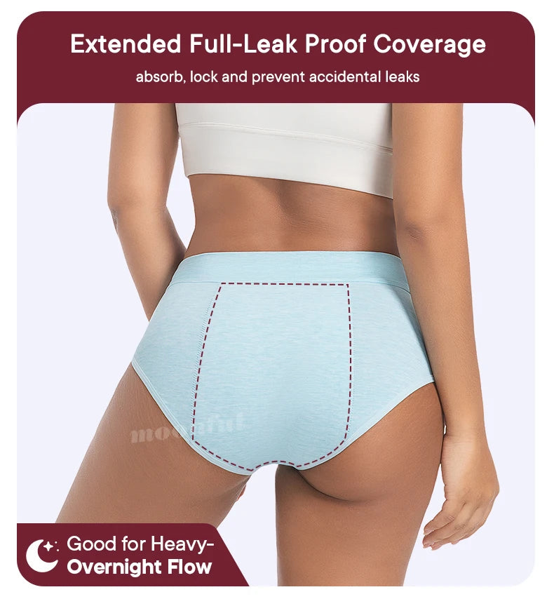 Menstrual Panties Woman Super Absorbent Menstrual Panties High Waist Bamboo Fiber Leakproof Menstruation Period Underwear Girl