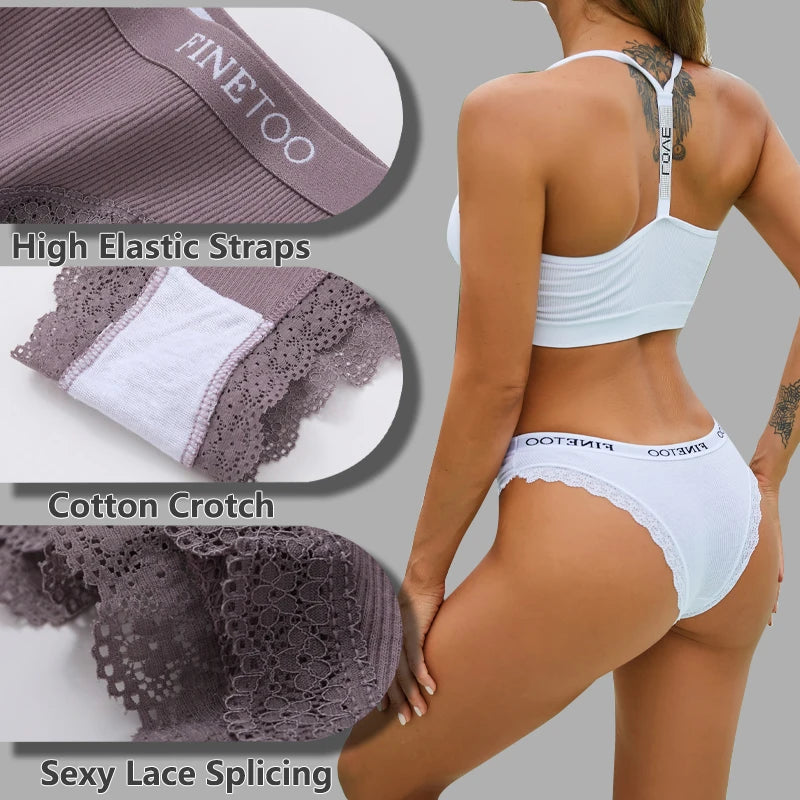 Seamless Women Panties Cotton Lace Underwear Sexy Low Rise Elastic Waist Brazilian Panties T-Back Soft Intimates Lingerie M-2XL