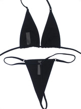 Women's Sexy Backless Triangle Bikini Set 2-Piece Strap Micro Swimsuit with Bottom for Summer Pool Parties And Beach Vacations
