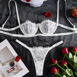 Erotic Lingerie Sexy Bra Pearl Bow Exposed Breast Panty Ribbon Underwear Set Woman Clothing Attractive Open Chest G-string Sets
