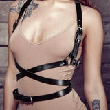 Women Fashion Harness Pu Leather Studded Decor Harness Adjustable Harness Belt Gothic Harness Bondage Lingerie Chest Harness