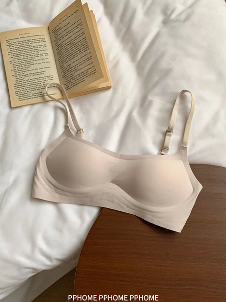 Plunge Neck Floral Demi Cup Bra Small Bust Wirefree Push Up Seamless Invisible Thin Cute Teen Girls Daily Wear Underwear