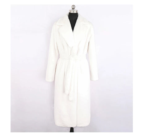 Mauroicardi Winter Long White Black Warm Thick Soft Flowy Fluffy Faux Fur Coat Women Sashes Loose Casual Furry Overcoat 2024