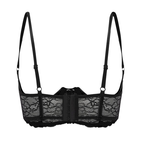 Womens Sexy Open Cup Underwired Bra Patent Leather See-through Floral Lace Brassiere Exposed Nipple Lingerie Underwear Nightwear