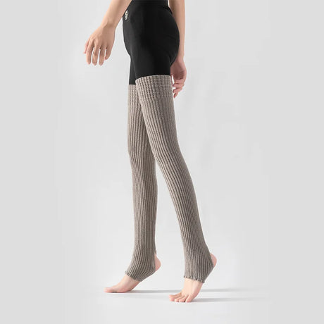 Women's Yoga Thigh-high Leg Warmers with Leg Protection, Long Tube Leg Coverings, Foot-stretching Knee-length Socks