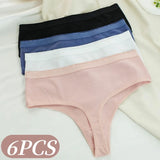 6 Pack Women's High Waisted Thong Cotton Underwear Ribbed Soft Breathable Panties Soft Stretch Intimates Sexy Lingerie S-XL