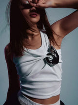 Creative Metal Decoration Tank Tops Women Edgy Clothes Y2k Accessories Sleeveless Crop Top Slim Fit Ropa De Mujer Camison Verano