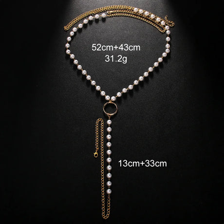 Stonefans Simple Pearl Chain Thong Panties Wasit Jewelry for Women Sexy G-String Thong Lingerie Underwear Body Chain Jewelry