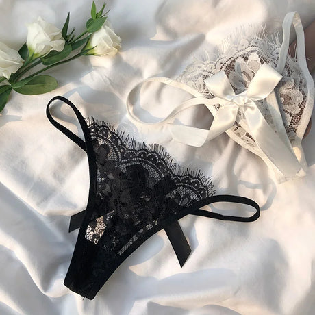 Lace Sexy Panties Thong Women Briefs Girls G String Hollow Out Transparent Underwear Female Thin Low Waist Lingerie Size S-XL