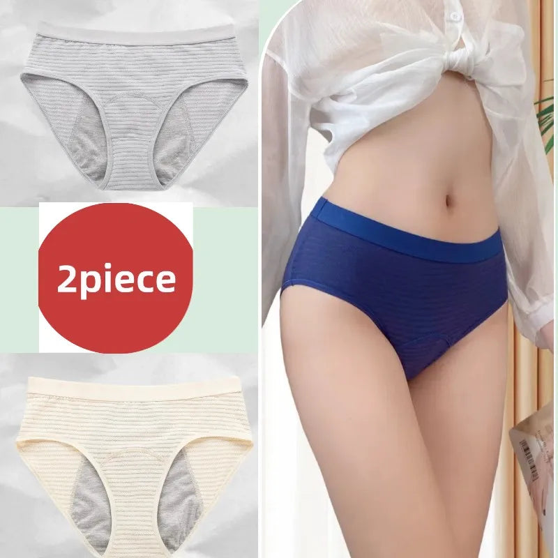 2PCS/set Leak Proof Menstrual Panties Cotton Shorts for Women Waterproof Briefs Intimates Physiological Female UnderwearXS-2XL
