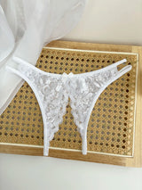 Custom Name Crystal Letter Briefs Sexy Lace Crotchless Knickers Hollow Waist Panties Open Gear Underpants Girlfriend Wife Gift