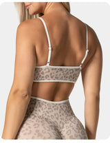 LOGO 2pcs High Quality Yoga SetNew Leopard Print Sports Underwear, Shockproof Butt Lift Workout Sports Trousers Women Activewear