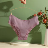 2PCS Cotton Panties for Women Sexy Lace Brazilian Briefs Female Low-Waist Cross Webbing Underpants Stretch Breathable Intimates
