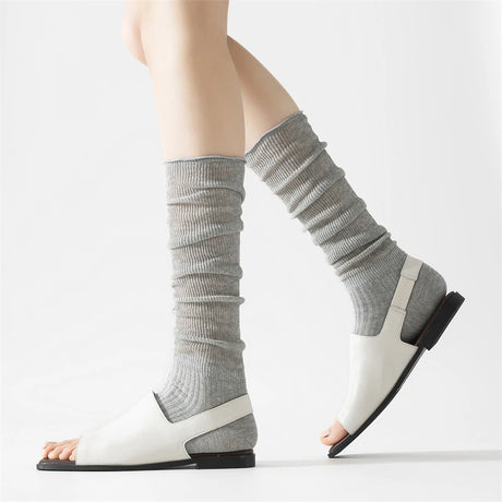 Women's Socks High New Summer Fashion Stockings Basic Women Leg Warmers Japanese Style Cotton Thin Girls Knee Socks Simple Long