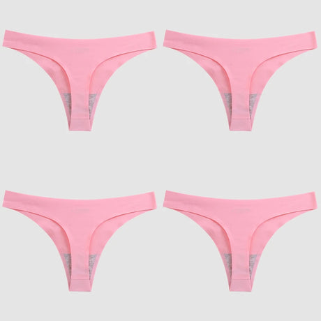 WarmSteps 4PCS/Set Sexy Women Panties Silk Satin Female Thongs Lingerie Soft Cozy Underwear Hot G-Strings Seamless Sports T-Back