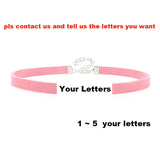 Sexy Rhinestone Letters Hotwife Collar Choker for Women Men DIY Customized Necklaces Pink Suede Leather Cosplay Jewelry Gift