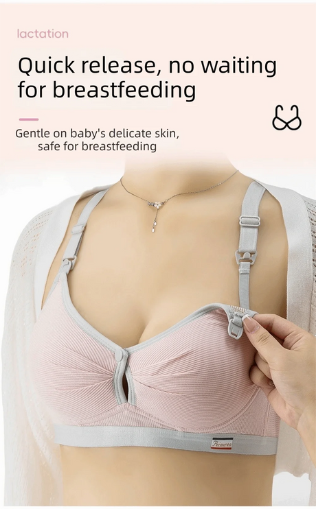 Pure Cotton Double Button Breastfeeding Bra Soft Comfortable Seamless Breathable Maternity Bra Anti Sagging No Underwire