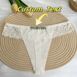Personalized Custom Thong Name Crystal Letter G-String Low Waisted Lace Thong Ice Silk Bikini Panties Hot Wife Girlfriend Gift