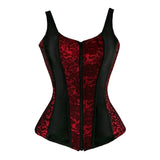 Gothic Corset Top With Straps Sexy Floral Zipper Brocade Overbust Lingerie Burlesque Body Shaper Lace Up Bustier Plus Size