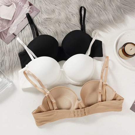 Half-cup Non-slip Strapless Bras for Women Push-up Seamless Underwear Prevent Sagging Small Busts Bra