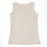 Women‘s Summer Fashion Deep V Neck Sequined Tank Top Stylish Sleeveless Polyester Top Sparkly Club Party Vest Blouses