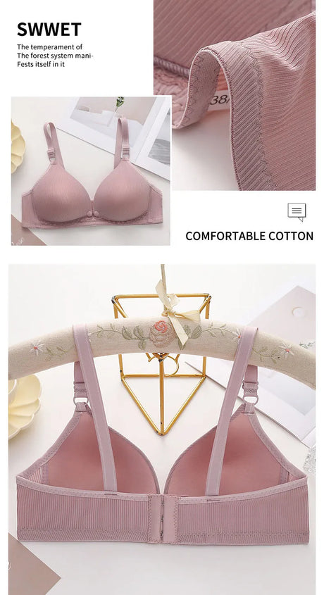 Breastfeeding Solid Color Bra Woman Gathers Prevents Sagging Postpartum Maternity Lady Brassiere Underwear Front Clasp Girl Bra