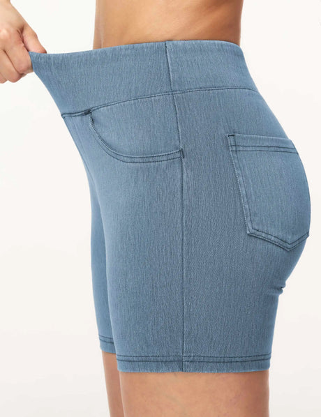 THE GYM PEOPLE Women's High Waisted Booty Lifting Denim Shorts Stretchy Pull on Jean Shorts With Pockets
