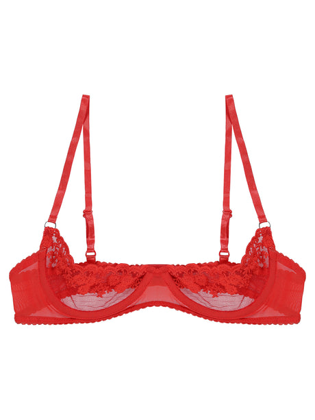 Women's Sexy Open Cup Bra Tops Sheer Floral Lace Underwire Push Up Bralette Cupless Lingerie Exposed Breast Underwear Nightwear