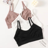 Women Soft Ribbed Bra Knit Wireless Bralette No Pad Camisole Non-Adjustable Thin Strap Lingerie Everyday Lounge Intimates M-L