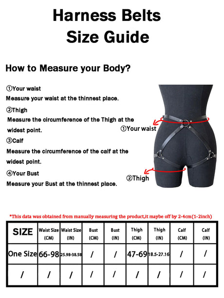 Ladies' Sexy Decorative Belt Leather Thigh Strap, Vest, Restraint Strap, with Leather Bracelet, Bdsm Fetish Clothing Accessory