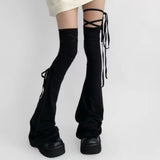 Leg Stockings Black White Gothic Lolita Over Knee High Sock Lolita Over Knee Leg Warmer Over The Knee Horn Shaped Cuffs