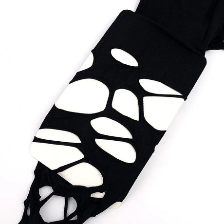 Punk Hollow Fishnet Stockings for Women Spider Web Torn Strap Holes Tights Girls Lolita Ragged Pantyhose Party Socks Pantyhose