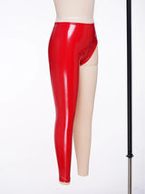 Womens Patent Leather Single-leg Pants Clubwear Glossy High Waist Leggings Tights Trousers for Rave Nightclub Party Pole Dance
