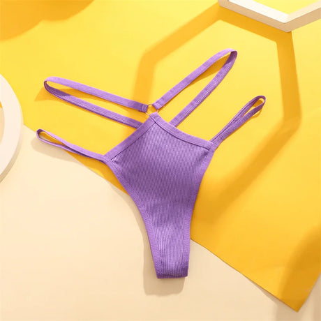 1PCS Women Sexy Cotton Panties Two Belts Hollow Out G-String Thongs Breathable Underwear for Female Solid Color Lingerie S-XL