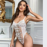 One-piece Backless Floral Embroidery Lace Bodysuit Women 13 Colors String Jumpsuit Lace Up Fancy Sexy Bodysuit Body Femme