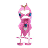 MOBBUNNY  Women Dio Lingerie Heart Cutout Halter Bodysuit with Gloves Leg Rings Cosplay Costume