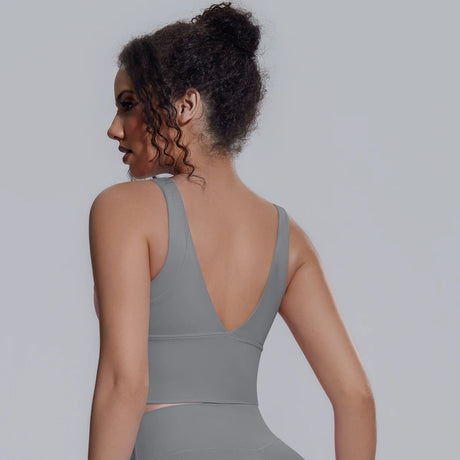 Women Summer Yoga Bra Underwear Shockproof Bra Sports Running Beautiful Back V Shaped Fitness Yoga Tank Top Bra with Chest Pad ﻿
