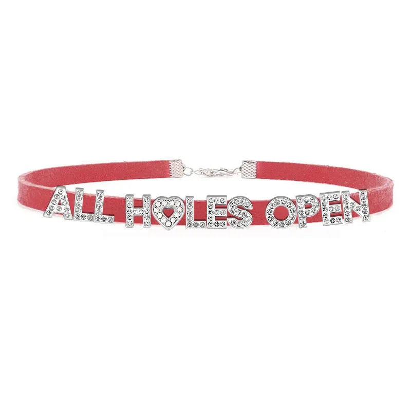 Sexy Bad Words All Holes Open Letters Choker Necklace Women Men Suggestive Adult Chocker Collar Cosplay Custom Jewelry Gift