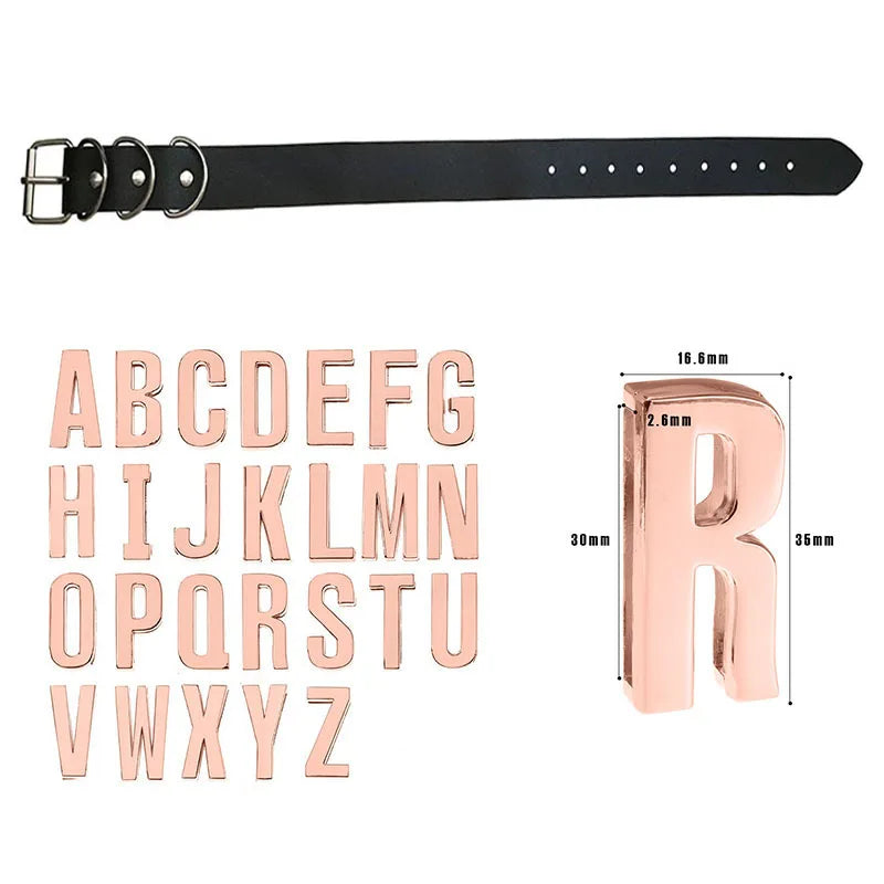 30MM Goth Sexy Rose Gold Letters Custom Collar Choker Necklaces Men Women BDSM Role Age Cosplay Chocker Customized Jewelry