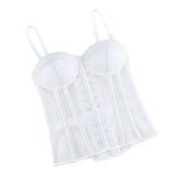 WSHKING Overbust Corset With Bra Korset Woman Strapless Bustier Top Mesh Women Lingerie Black White Sexy Lingerie