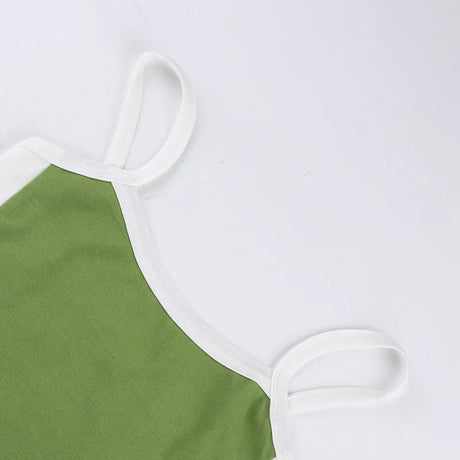 Sleeveless Knitted Crop Tops Green Sexy Basic Patchwork 2023 Summer Casual Cami Backless Y2k Vintage Tank Top Women