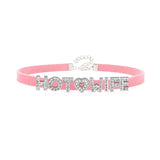 Sexy Rhinestone Letters Hotwife Collar Choker for Women Men DIY Customized Necklaces Pink Suede Leather Cosplay Jewelry Gift
