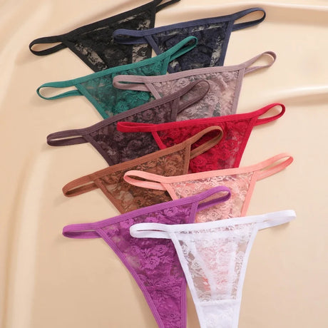 10PCS/Set Women Underwear Lace Panties Floral Lingerie Woman Panties Sexy Thong G-String Female Pantys Perspective Intimates New