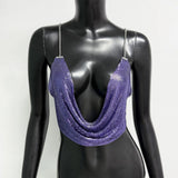 Fashion Metallic Sequins Party Tank Top Sexy Deep V Neck Backless Spaghetti Straps Sling Crop Top 2024 Rave Nightclub Camisole