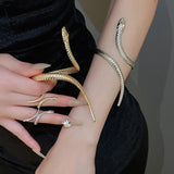 New Arrival Snake Shaped Cuff Bracelet Ring Set for Women Exaggerated Metal Unique Design Bracelet Fashion Jewelry Set