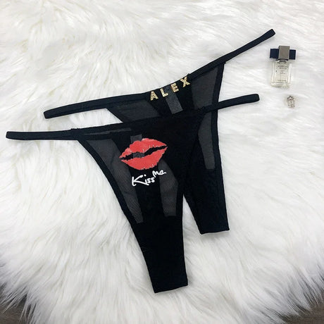 Custom Thongs Crystal Name Letter Women Sexy Underpants Erotic G-String Panties Personalized Underwear Girl Friend Hot wife Gift