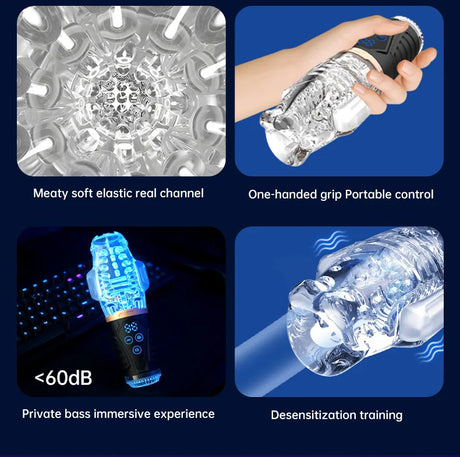 Automatic Male Masturbator Vibration Blowjob Sucking Machine Silicone Vagina Masturbation Cup Sex Toys Adult Goods for Men
