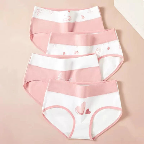 4Pcs Cotton Women Panties Breathable Underwear Fashion Print Ladies Briefs Slim Soft Underpants High-Rise Sexy Ladies Lingerie